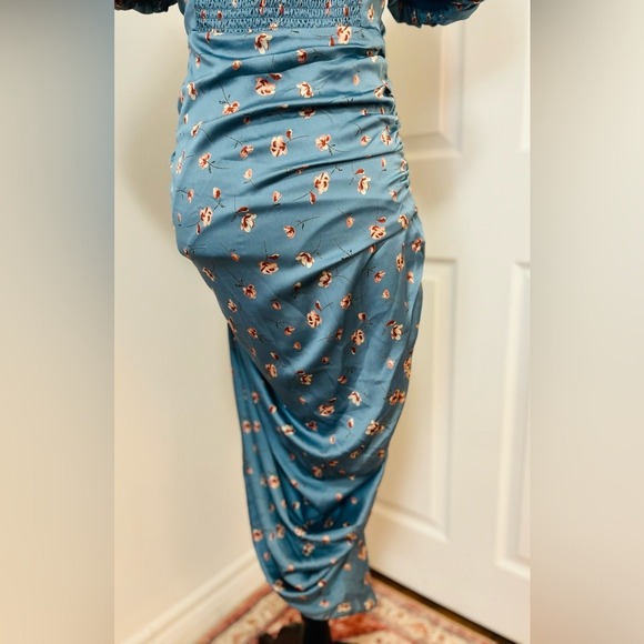 ASTR The Label Elegant Blue Floral Puff Sleeve‎ Fitted Dress Women's Medium - Picture 11 of 12